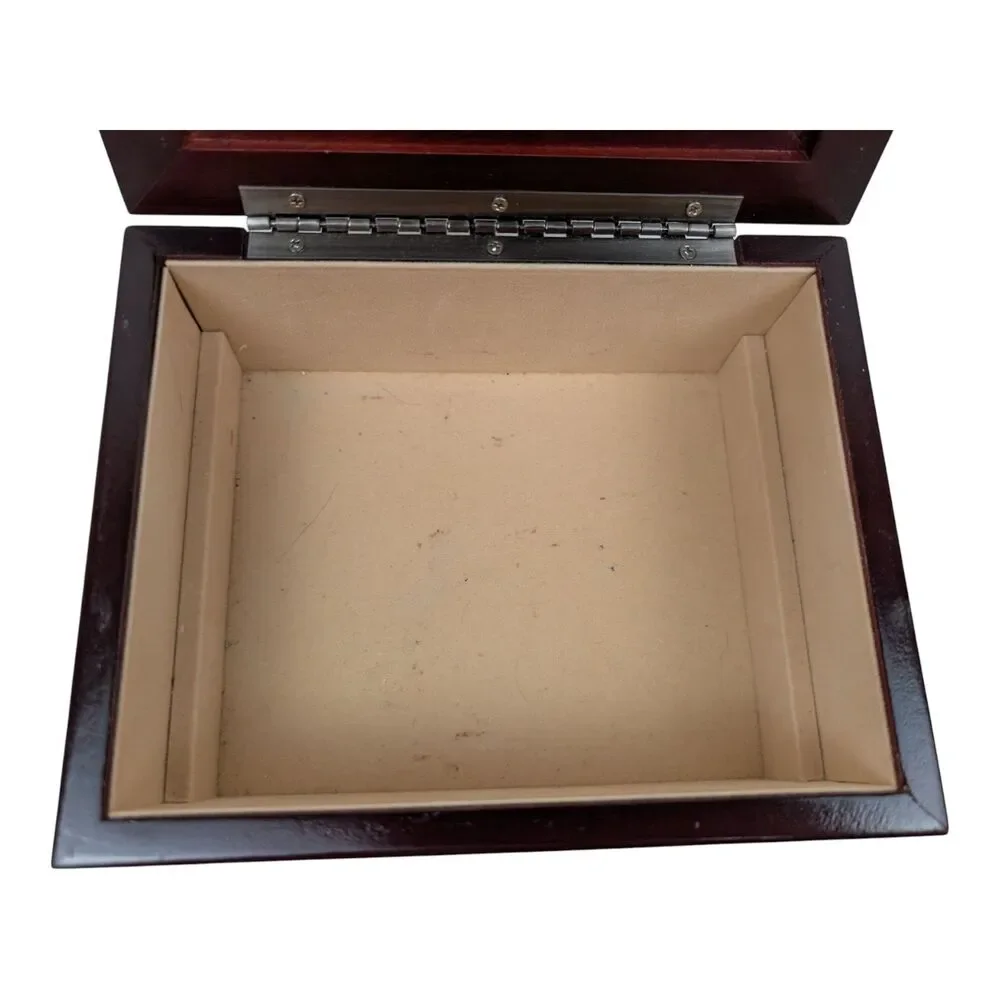 Jewelry Box Cherry Wood w/‎ Mirror and Lift Tray Felt Inside replaceable photo